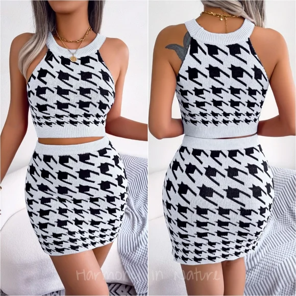 Alina Houndstooth Sweater Set - White - Picture 2 of 5